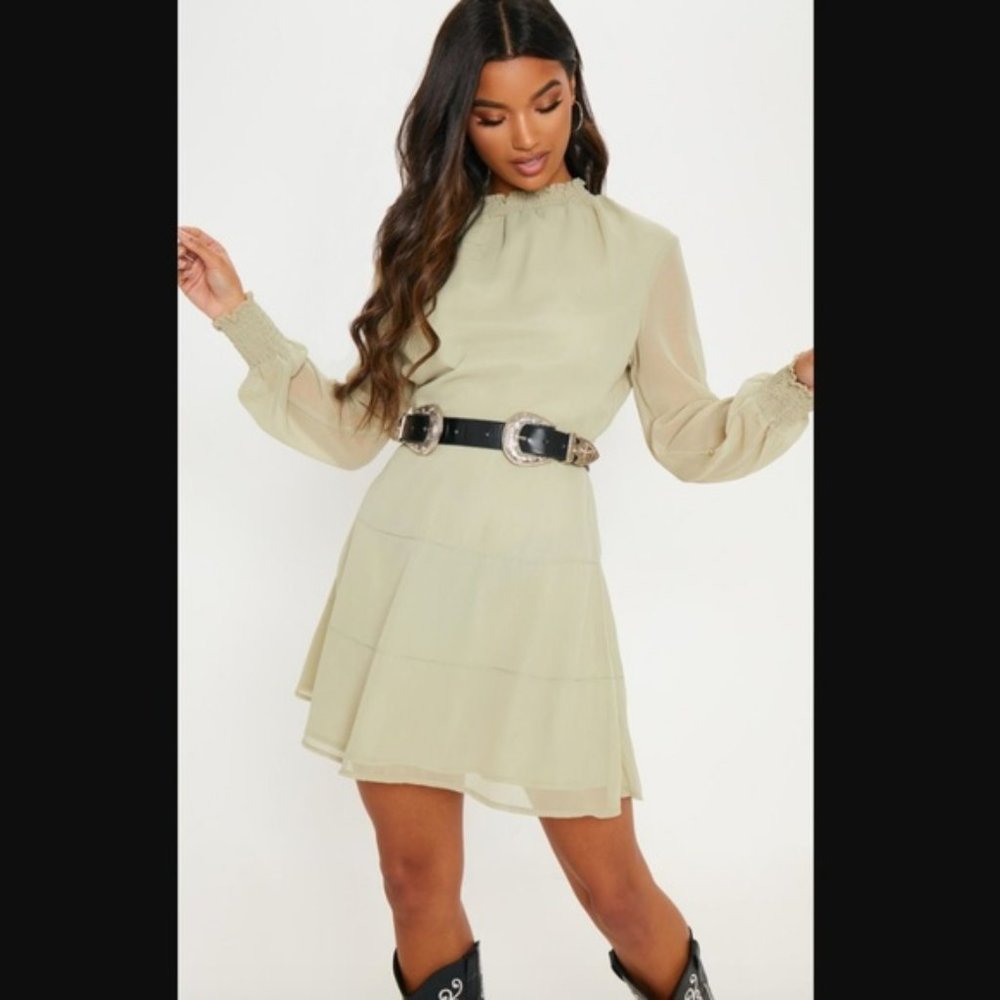 PRETTYLITTLETHING Shirred Skater Dress